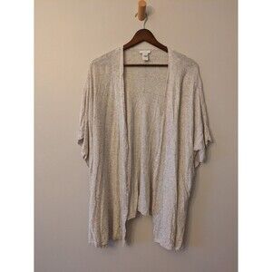 J Jill Pure Jill Open Front Linen Silk Blend Cardigan Cream Speckled XS/S
